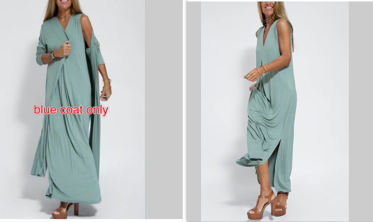 Robe longue élégante + Cardigan OFFERT