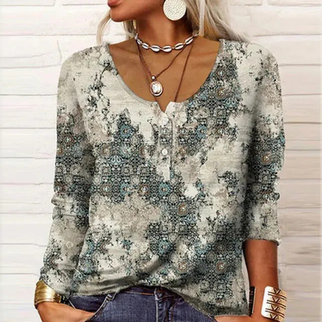 T-shirt Lisa à Manches Longues avec Boutons