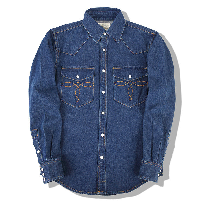Chemise en Denim Lavé Fleuri – Style Classique et Bohème