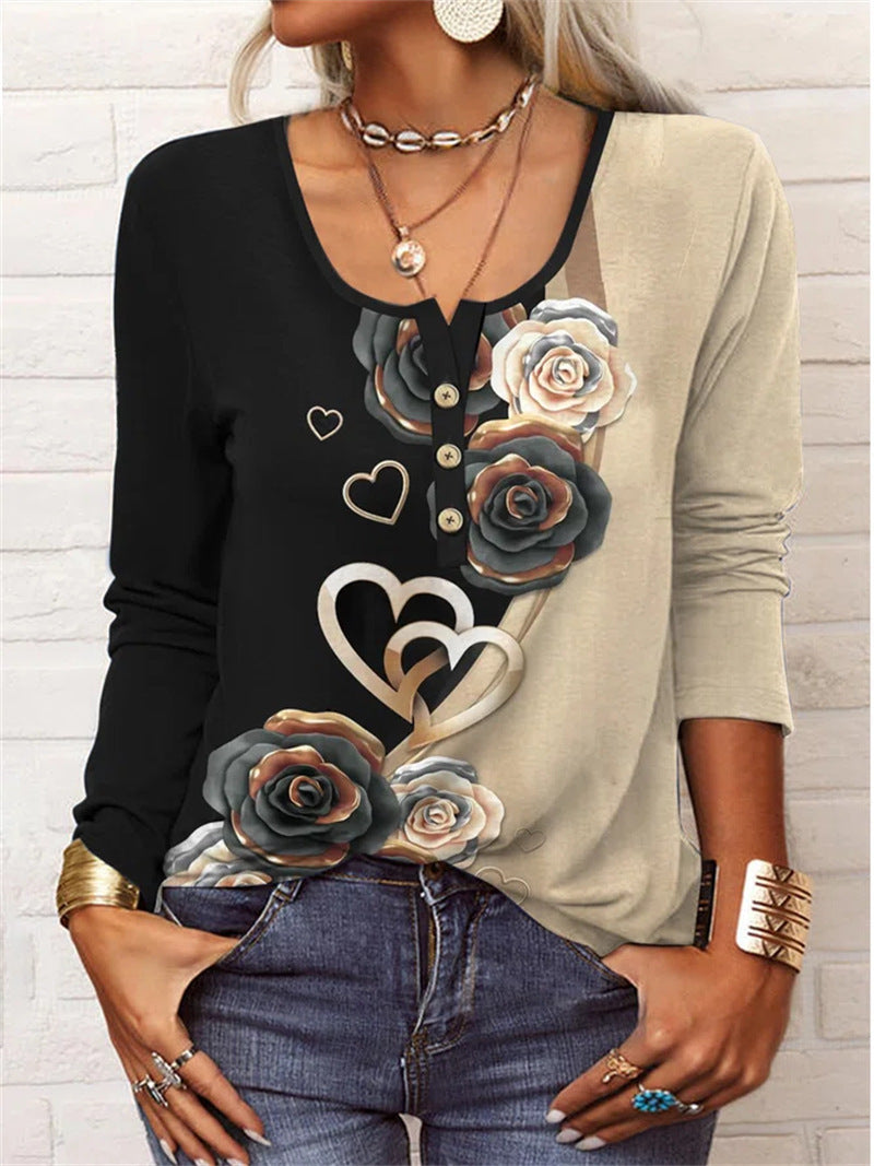 T-shirt Lisa à Manches Longues avec Boutons