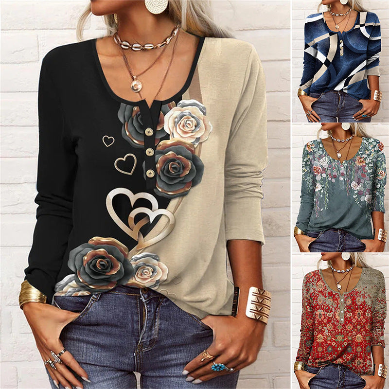 T-shirt Lisa à Manches Longues avec Boutons
