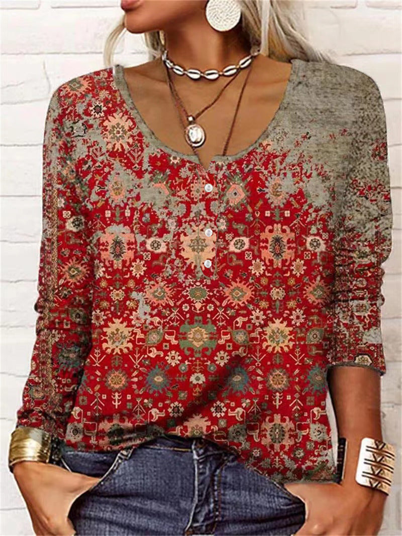 T-shirt Lisa à Manches Longues avec Boutons