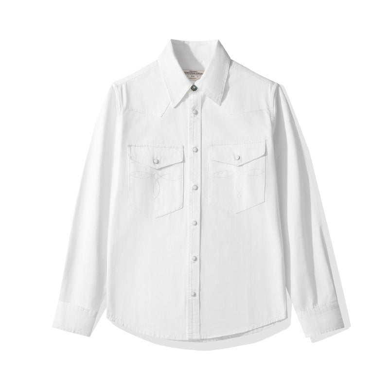 Chemise en Denim Lavé Fleuri – Style Classique et Bohème