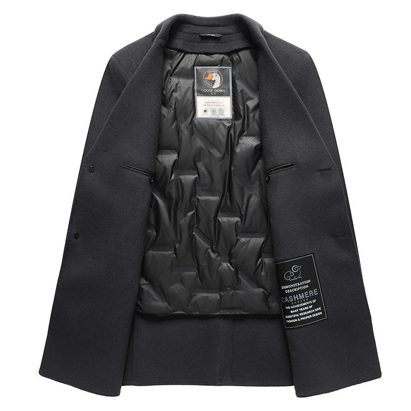 Manteau Casual à Col Costume avec Doublure Amovible en Duvet d'Oie
