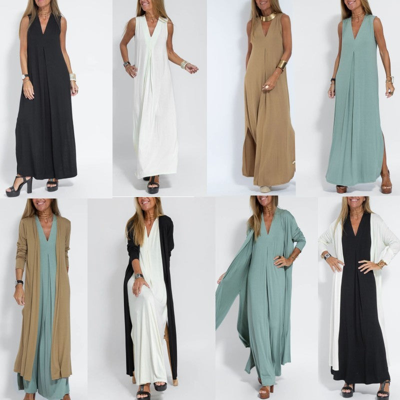 Robe longue élégante + Cardigan OFFERT