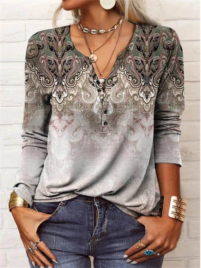 T-shirt Lisa à Manches Longues avec Boutons