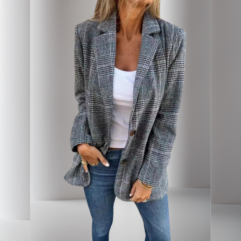 Veste Casual Femme à Motif Pied-de-Poule